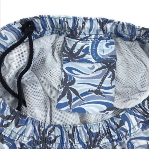 Vineyard Vines CHAPPY WAVE PALM TREE SWIM TRUNKS IN JAKE BLUE Size XL - Picture 10 of 10
